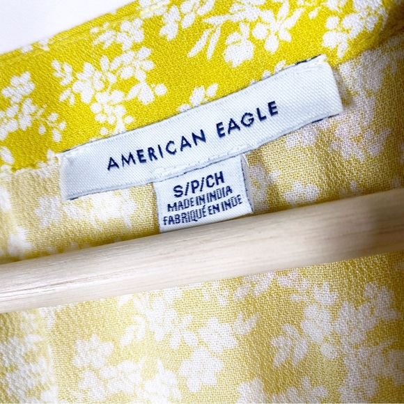 American Eagle Outfitters AEO Yellow Ditsy Floral Sweetheart Neckline Blouse S - Picture 10 of 12